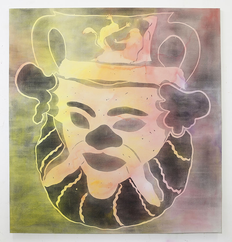 Amy Cochrane - Oinochoe in the form of a Bearded Man - 2017 - Acrylic on Canvas - 170x180cm